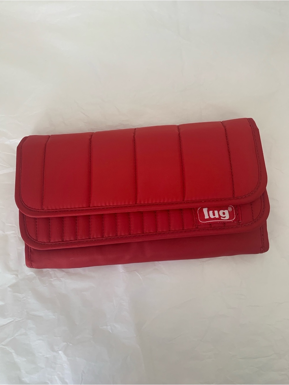 lug Quilted Foldover Travel Wallet Clutch in Red